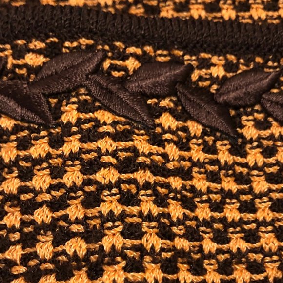 ST JOHN COLLECTION Size 10 Orange & Dark Brown Checked Front Zip Jacket - Picture 6 of 11